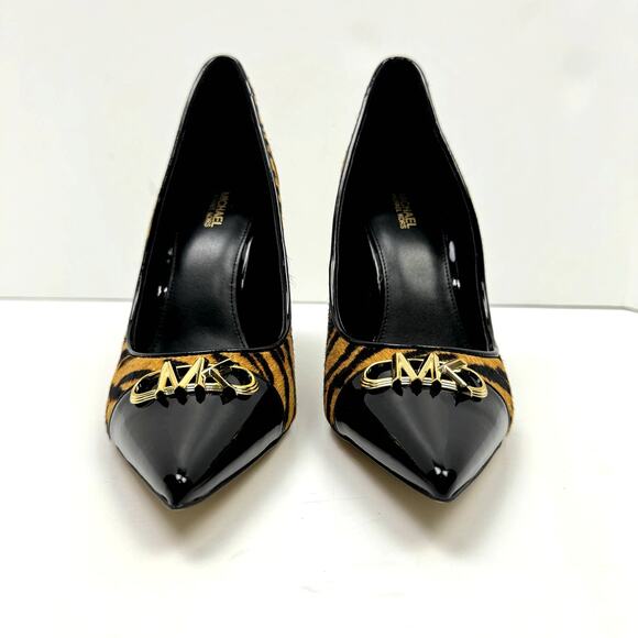 NEW MICHAEL Michael Kors Parker Tiger Print Calf Hair and Leather High Heel Pump - Picture 4 of 13